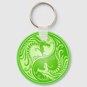 Yin Yang Dragons, light green Key Ring