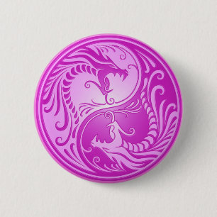 Yin Yang Dragons, light purple 6 Cm Round Badge