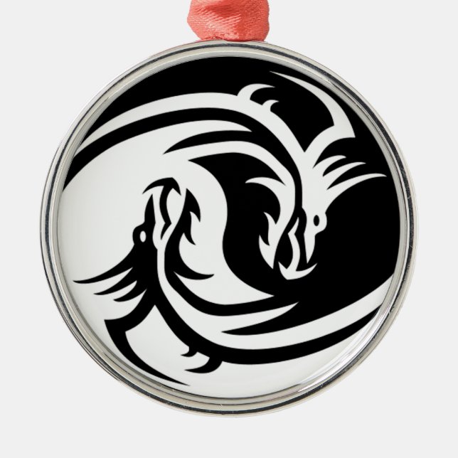 Yin Yang Dragons Metal Tree Decoration (Front)