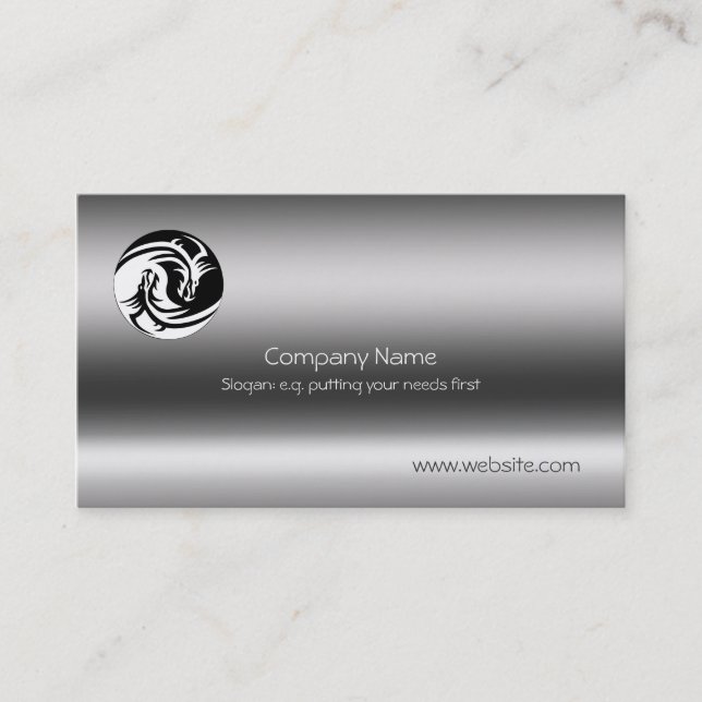 Yin-Yang Dragons on metallic-effect Business Card (Front)