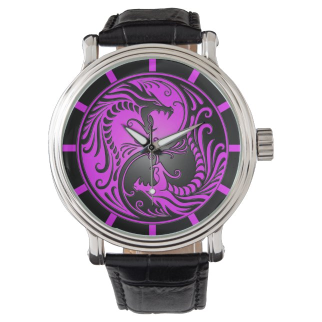 Yin Yang Dragons, purple and black Watch (Front)