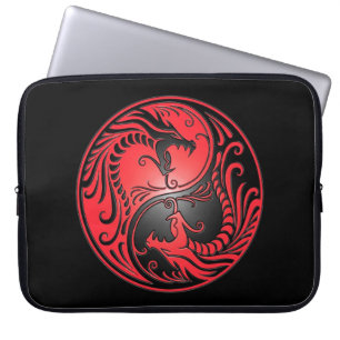 Yin Yang Dragons, red and black Laptop Sleeve