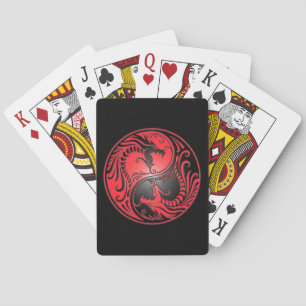 Yin Yang Dragons, red and black Playing Cards