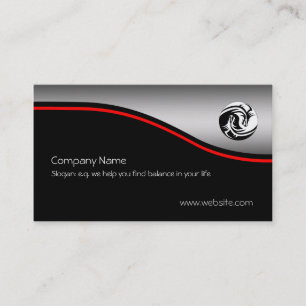 Yin-Yang Dragons, red swoosh, metallic effect Business Card