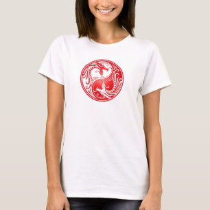 Yin Yang Dragons, red T-Shirt