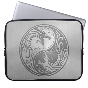 Yin Yang Dragons, stainless steel Laptop Sleeve