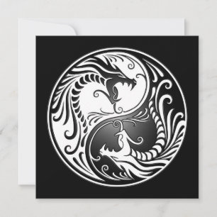 Yin Yang Dragons, white and black