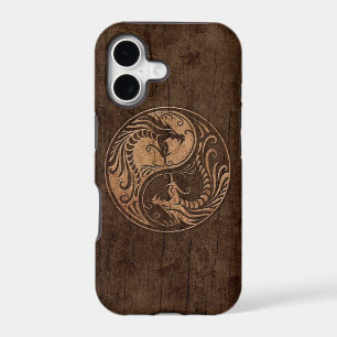 Yin Yang Dragons with Wood Grain Effect