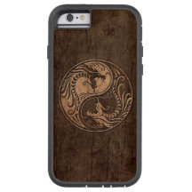 Yin Yang Dragons with Wood Grain Effect