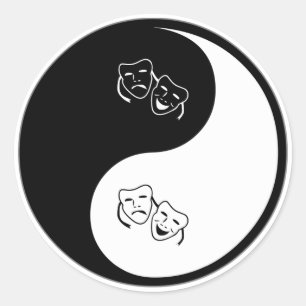 Yin Yang Drama Classic Round Sticker
