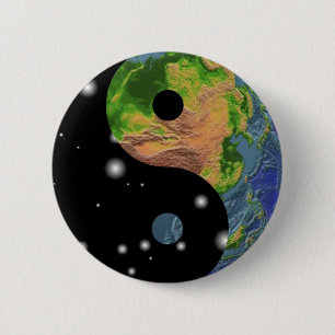 Yin Yang Earth 6 Cm Round Badge