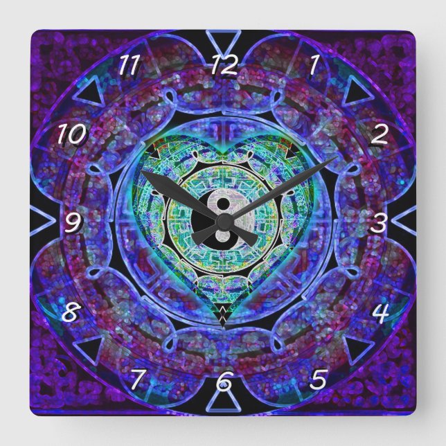 Yin Yang Energy Flow Square Wall Clock (Front)