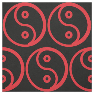 Yin Yang Fabric - Black, Red