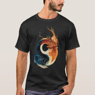 Yin Yang Fire And Ice Dragons T-Shirt
