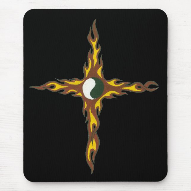 Yin Yang Fire Cross Mouse Mat (Front)