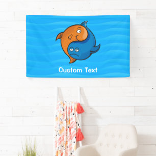 Yin Yang Fish Cartoon Banner