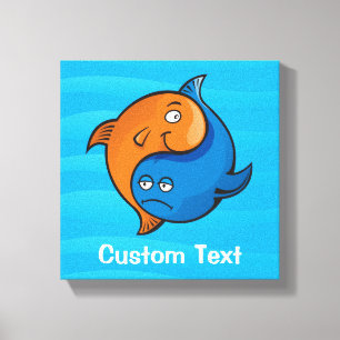 Yin Yang Fish Cartoon Canvas Print