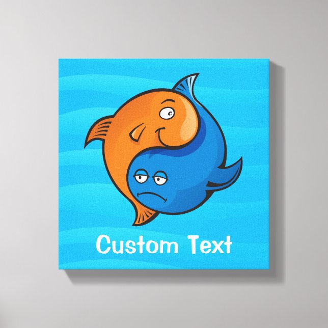 Yin Yang Fish Cartoon Canvas Print (Front)