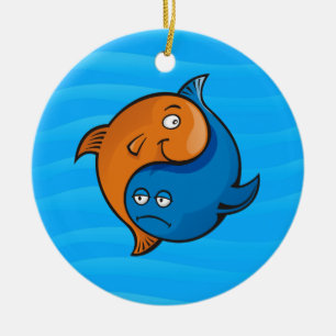 Yin Yang Fish Cartoon Ceramic Tree Decoration