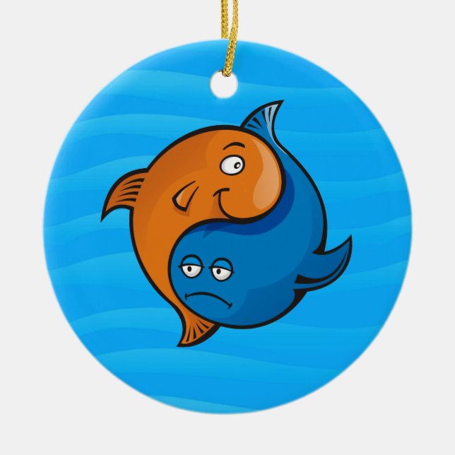 Yin Yang Fish Cartoon Ceramic Tree Decoration (Front)