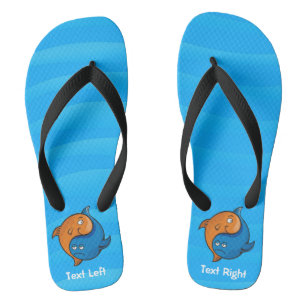 Yin Yang Fish Cartoon Flip Flops