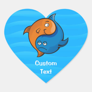 Yin Yang Fish Cartoon Heart Sticker