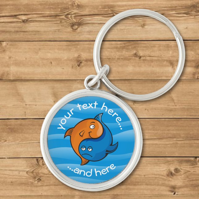 Yin Yang Fish Cartoon Key Ring (Creator Uploaded)