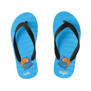 Yin Yang Fish Cartoon Kid's Flip Flops