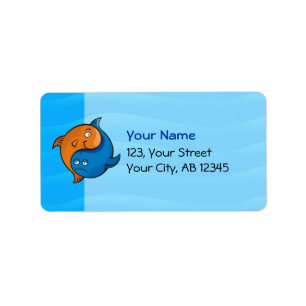 Yin Yang Fish Cartoon Label