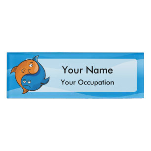 Yin Yang Fish Cartoon Name Tag