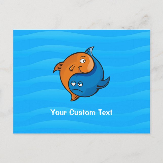 Yin Yang Fish Cartoon Postcard (Front)