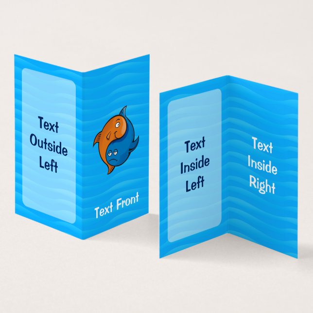 Yin Yang Fish Cartoon Vertical Business Card (Inside and Outside)