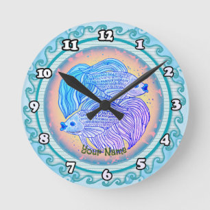 Yin Yang Fish  Round Clock
