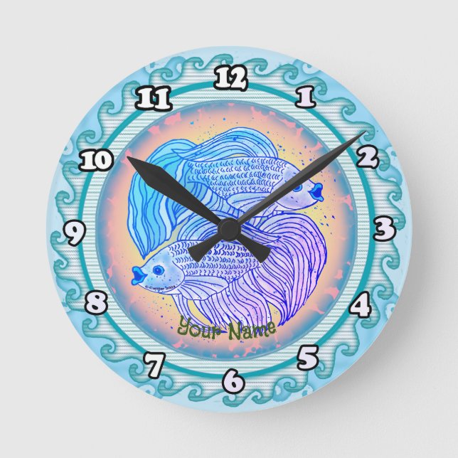 Yin Yang Fish  Round Clock (Front)