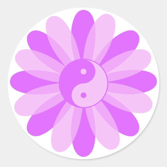 Yin Yang Floral Classic Round Sticker (Front)