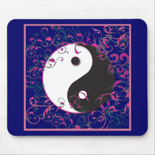 Yin & Yang Floral Design Mouse Mat