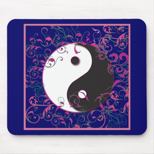 Yin & Yang Floral Design Mouse Mat (Front)