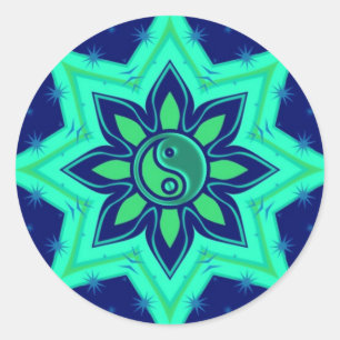 Yin Yang Flower Star Sticker