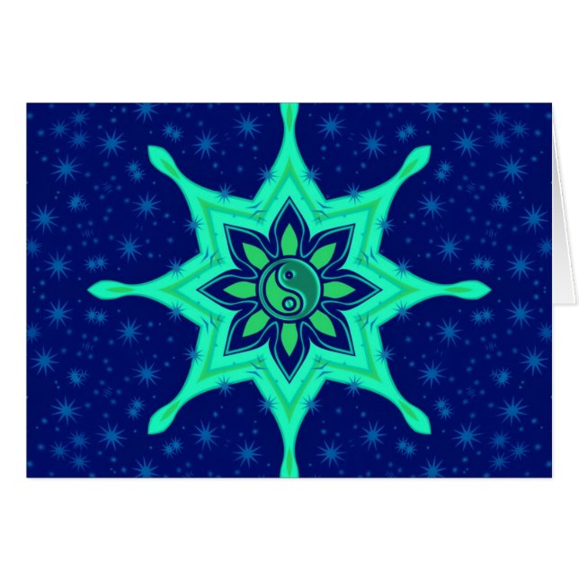 Yin Yang Flower Stars Card (Front Horizontal)