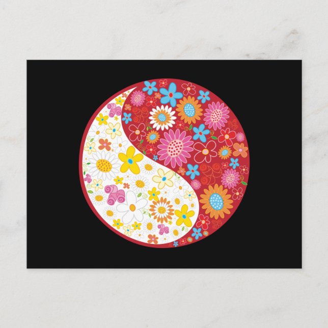 Yin Yang Flowers Postcard (Front)