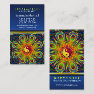 YIN YANG Fractal Peacock Mandala New Age Business Card