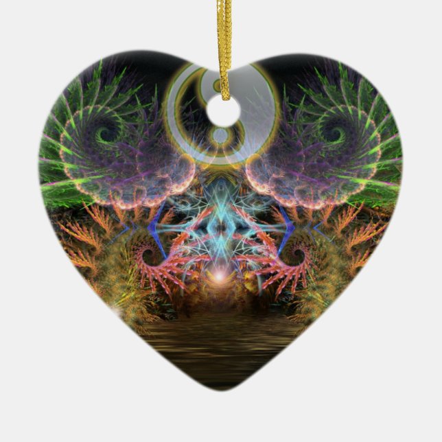 Yin Yang Fractal Wings Love Ornament (Front)
