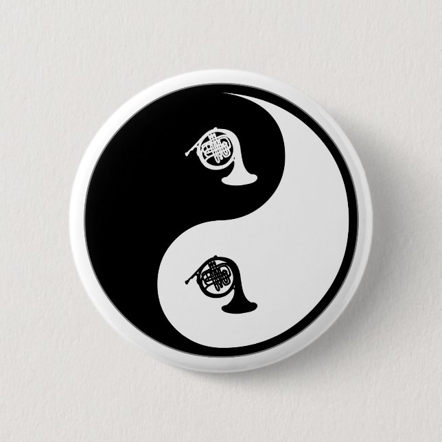 Yin Yang French Horn 6 Cm Round Badge (Front)
