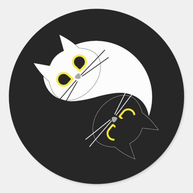 YIN - YANG Funny Cat Sticker  (Front)
