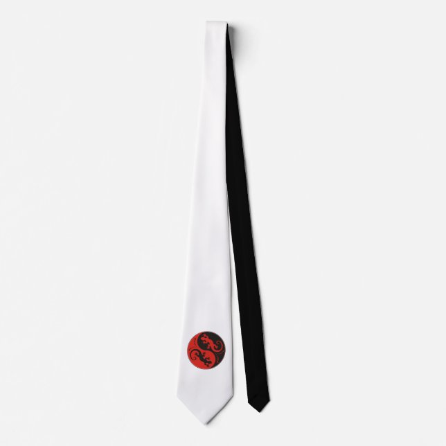 YIN & YANG Geckos black red + your back. & idea Tie (Front)