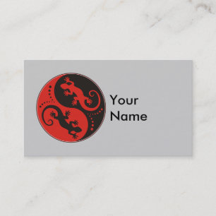 YIN & YANG Geckos black red + your background idea Business Card