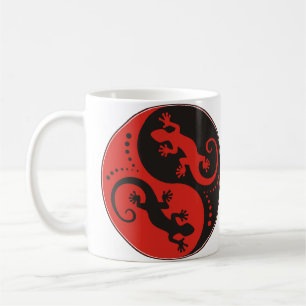 YIN & YANG Geckos black red + your background idea Coffee Mug