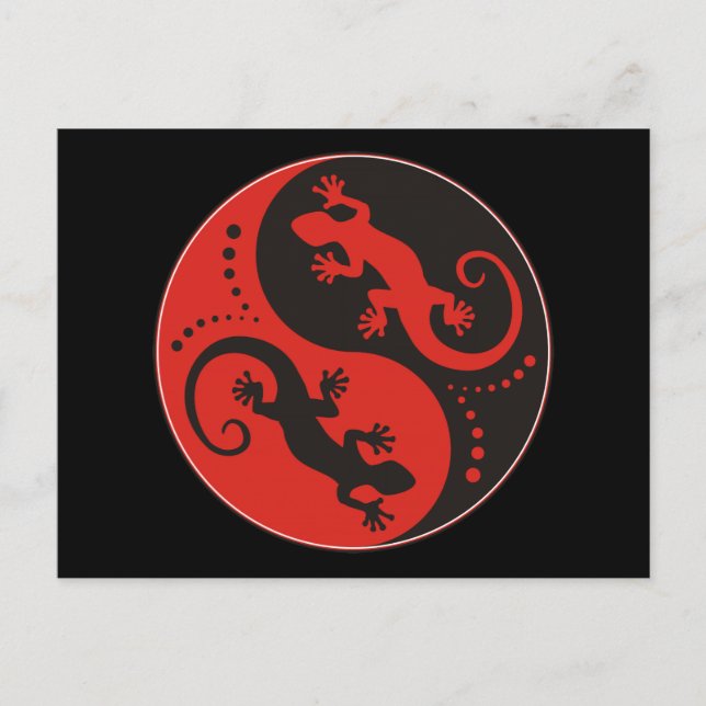 YIN & YANG Geckos black red + your background idea Postcard (Front)