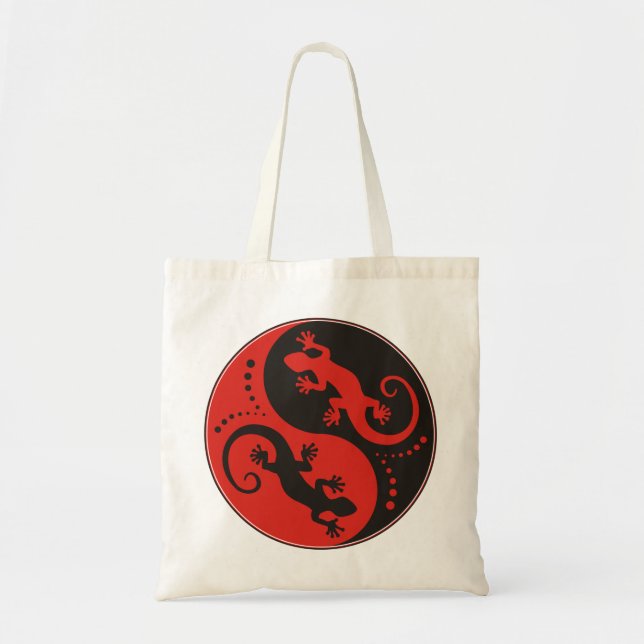 YIN & YANG Geckos black red + your background idea Tote Bag (Front)