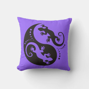 YIN & YANG Geckos black + your background & idea Cushion
